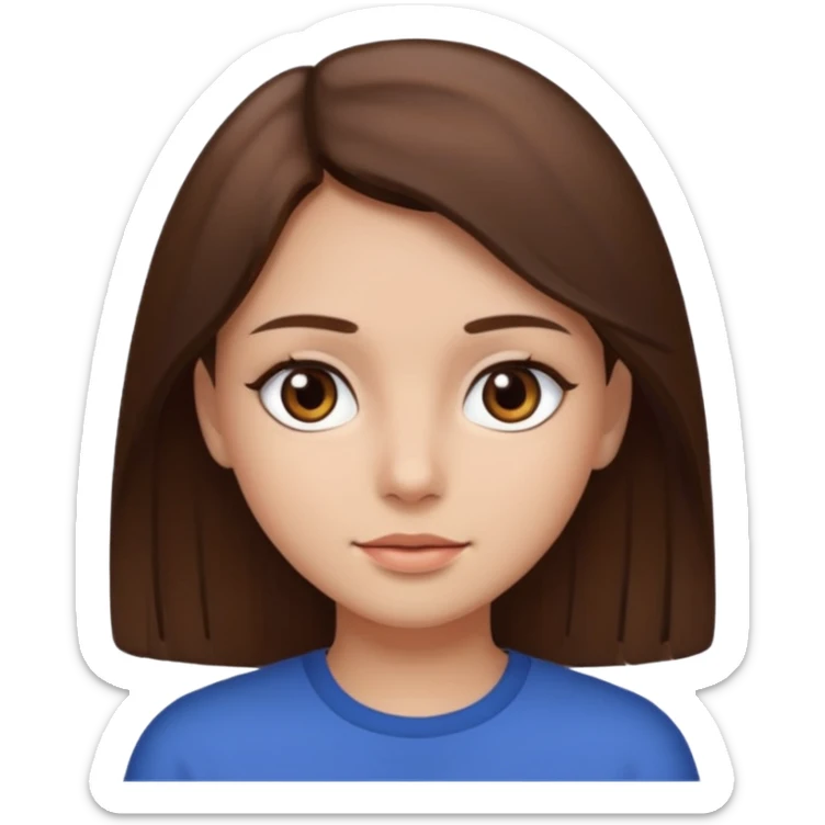 girl with brown hair and dark brown eyes, straight hair  sticker