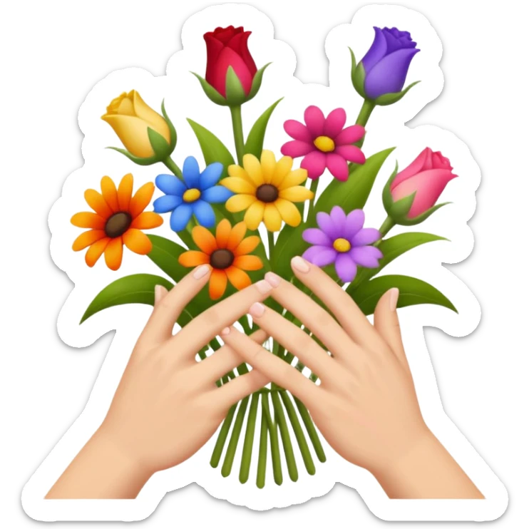 💐 and middle fingers remove the person more flowers, middle fingers only with non metallic hands  sticker