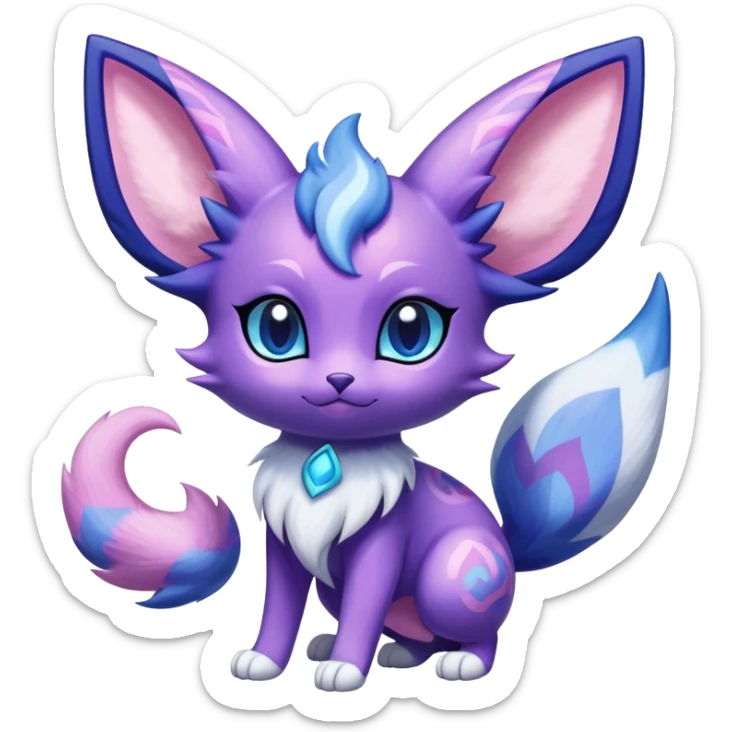 Shiny Exotic Cute Adorable Majestic Espeon-Delcatty-Meowstic-Hybrid-Creature with pattern-markings sticker