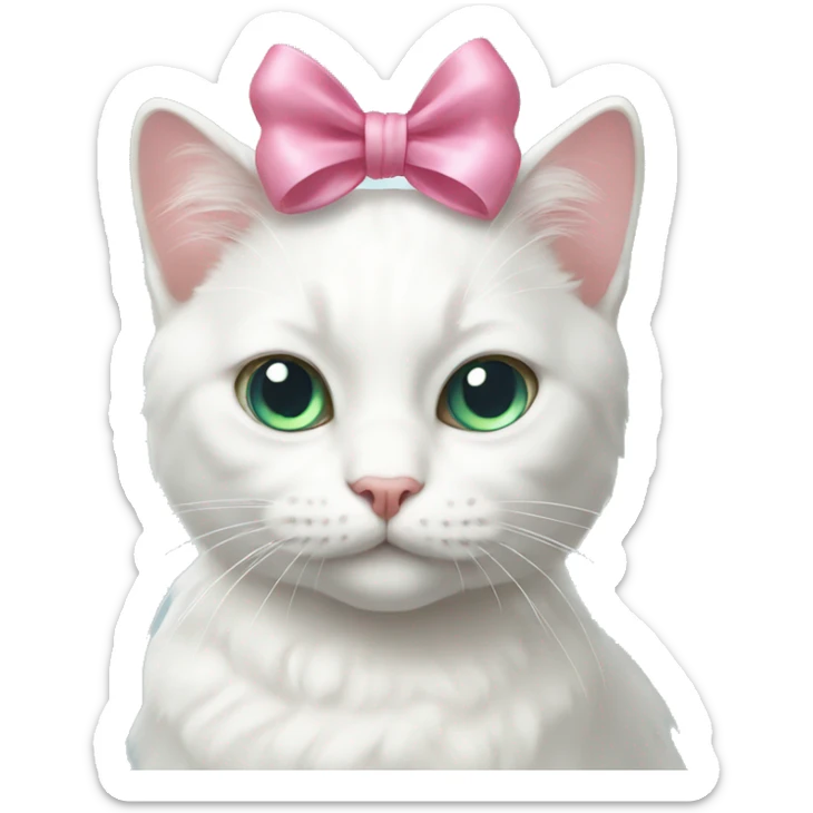 White cat with bow  sticker