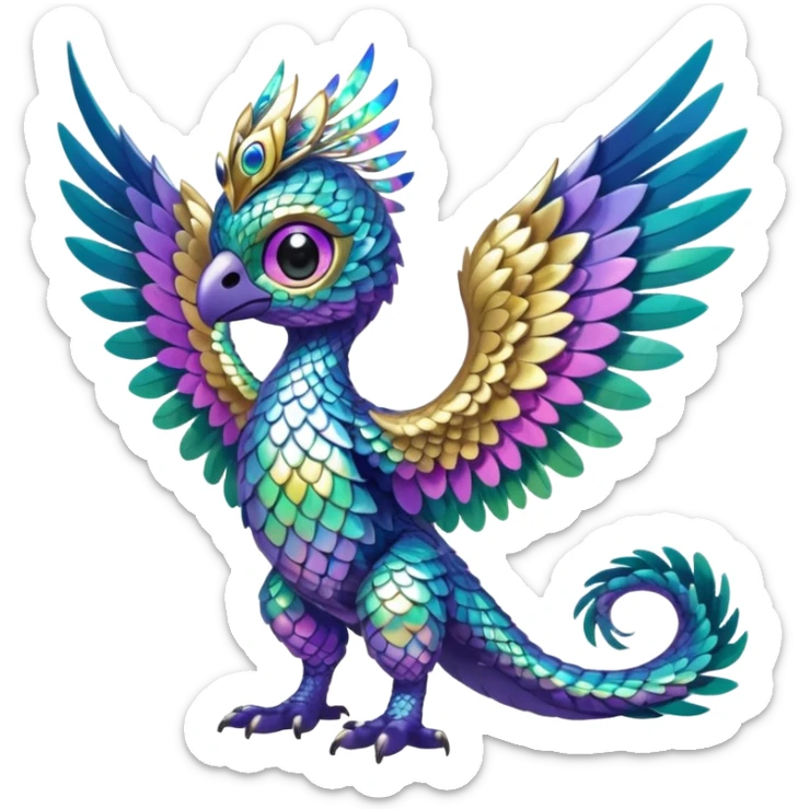 Cute shiny colorful exotic rare mythical animal hybrid Fakemon full body sticker