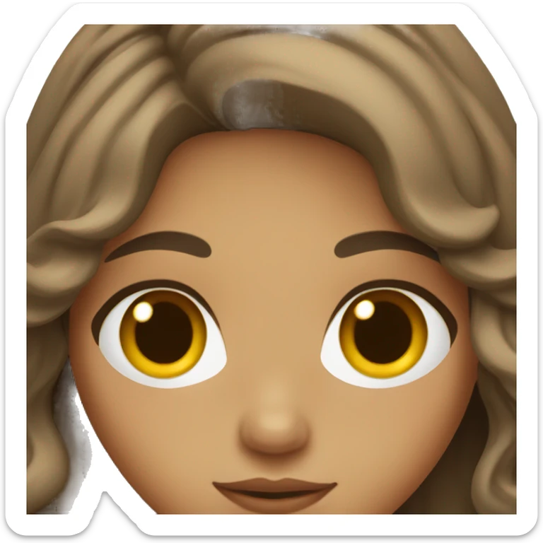 Tan girl with wavy brown almost black hair with brown eyes sticker