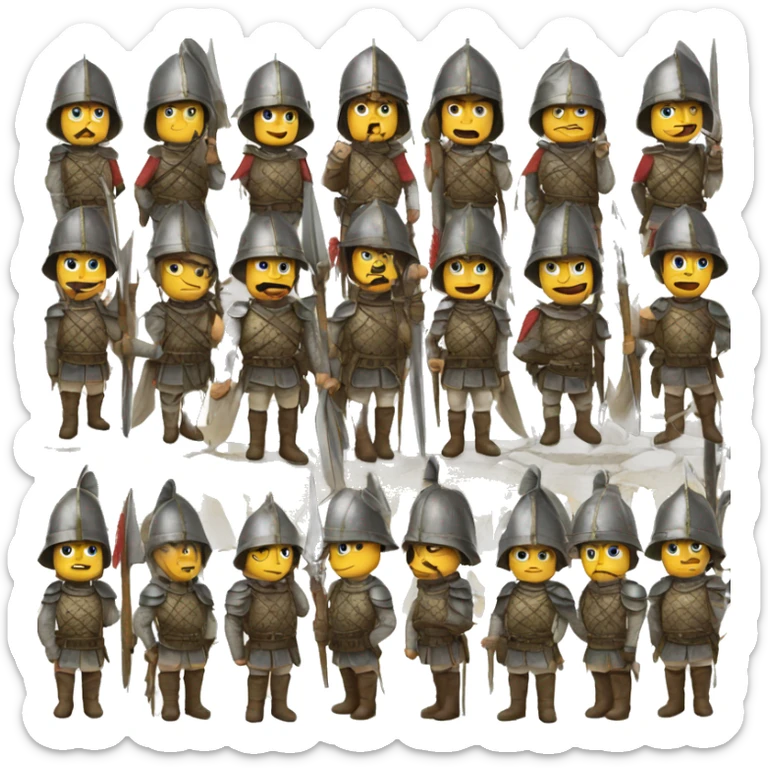 a birds eye view of a rank of medieval soldiers sticker