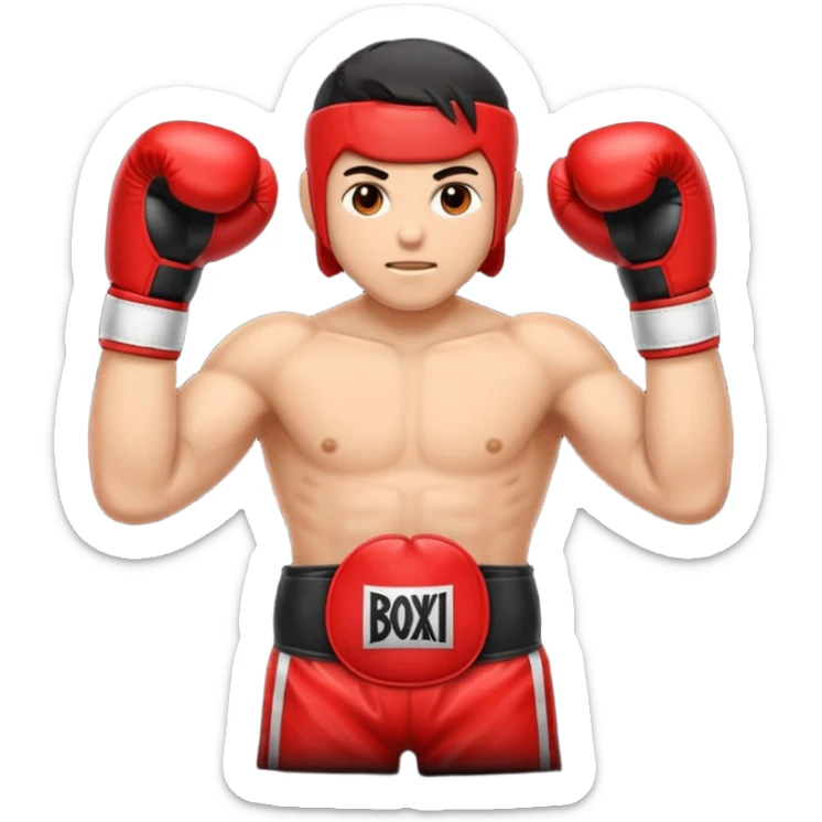 Gota de sangre con cara de enfado y unos guantes de boxeo, que tenga brazos y piernas musculados sticker