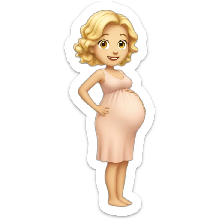 adorable pregnant blond full body  sticker