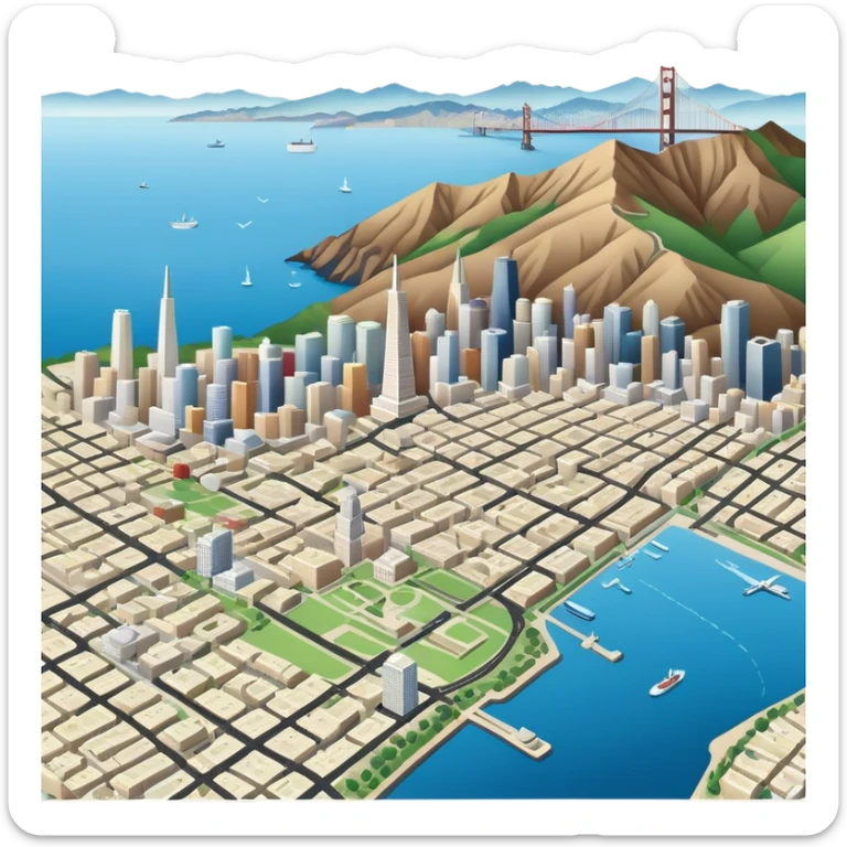 Make an outline of the city of san fransico on a map  sticker