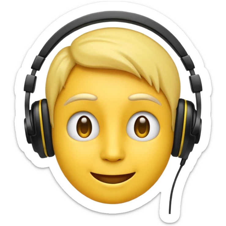 un emoji qui écoute de la musique  avec un léger sourire sticker