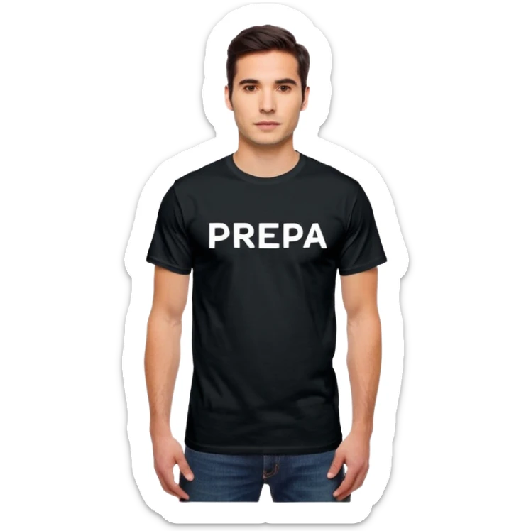  T-shirt with the words “prepa udem” printed in small white text on the chest. The shirt has a simple, casual fit and a clean, minimalist look. sticker