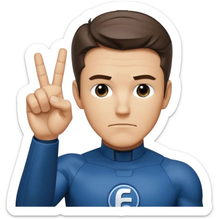 Reed Richard’s from the Fantastic 4 holding up 4 fingers thumb down out in front of himself  sticker