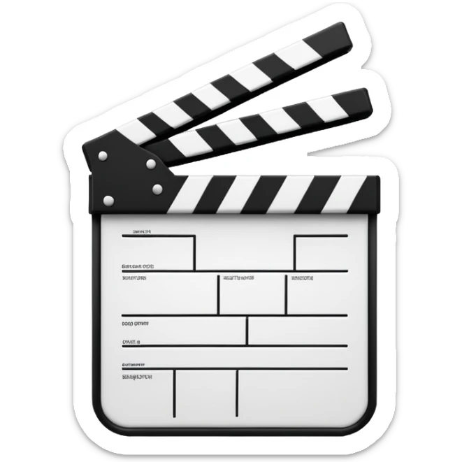 ultra simplified movie clapper, just two rectangles and a line, stripped of all details, pure geometric abstraction sticker
