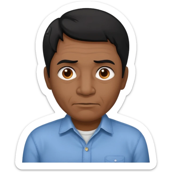 great job, now i would like a middle aged dark brown person with black hair on head in casual shirt ( make him darker in complexion and add some age sticker