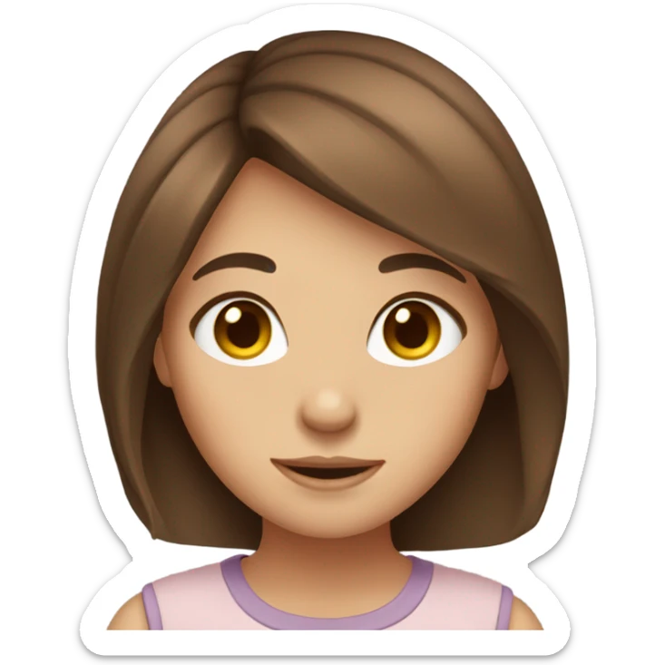 Cute Brown girl with Brown hair and Brown eyes sticker