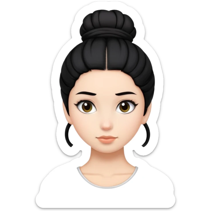 The girl has tied her hair into a black bun. sticker