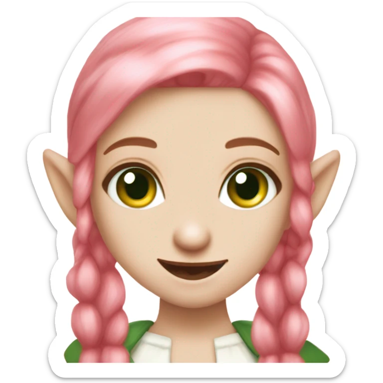 Cute pink pale vampire teeth vampire princess elf ears green eyes red hair sticker