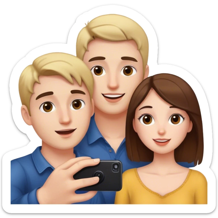 Una pareja sacandose una selfie, la chica saca la foto y el chico esta detras de ella sticker