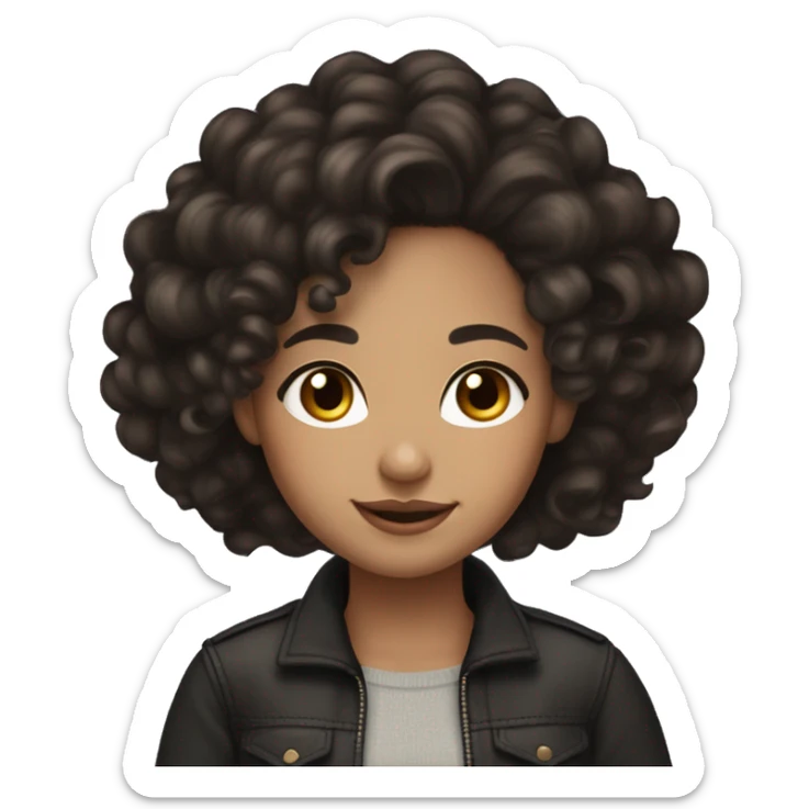 Lightskin girl with long curly black hair with dark Brown eyes and with a dimple in her cheek and with veneers  sticker