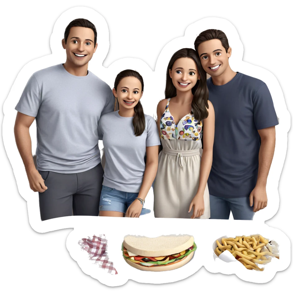 friends enjoying food together sticker