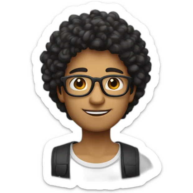 chico con lentes y pelo negro peinado para el costado izquierdo blanco y joven  sticker