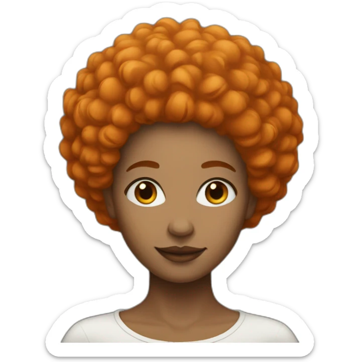 Woman with afro orange hair metice skin color sticker