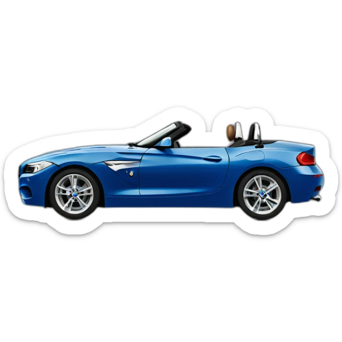Coche BMW z4 azul oscuro visto de perfil con una mujer y un hombre dentro sticker