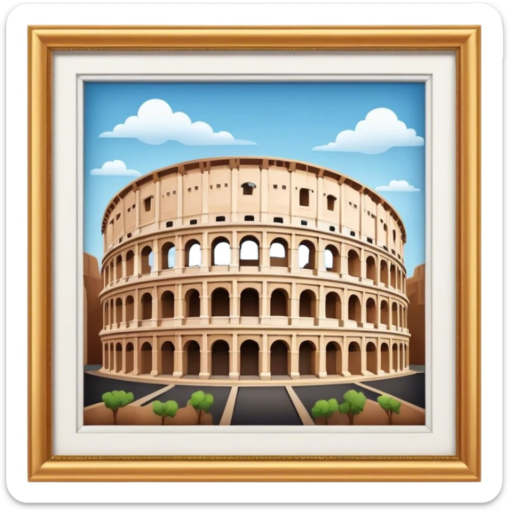 Cinematic Realistic Colosseum Landmark Emoji, depicted as the ancient Roman amphitheater rendered with dramatic architectural detail and dynamic lighting. sticker