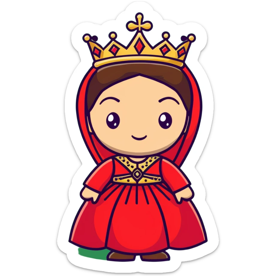Ottoman queen with red dress and crown, imperial Turkish royal attire sticker
