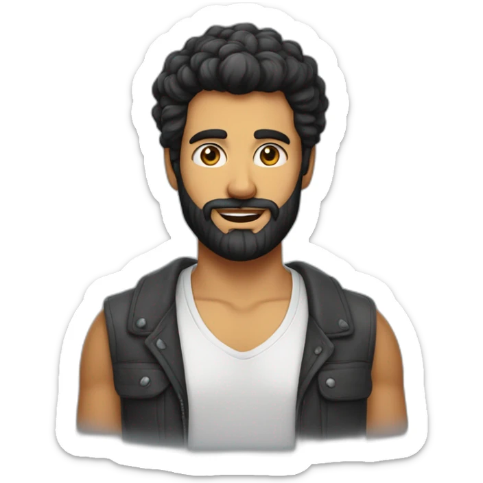 homme dodu cheveux noirs courts barbe de 3 jours tenue de pâtissier  sticker