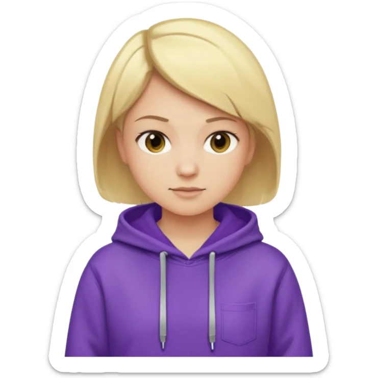 Crea un emoji de un electricista, chico rubio pelo corto hacia al lado, sin gafas, con sudadera morada y nombre empresa INDYDES sticker