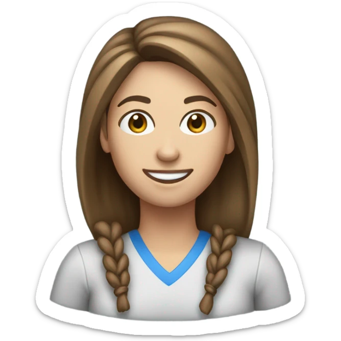 Create a female PE teacher emoji. She must have  brown hair tied up and blue eyes. She had a whistle around her neck and she is smiling  sticker