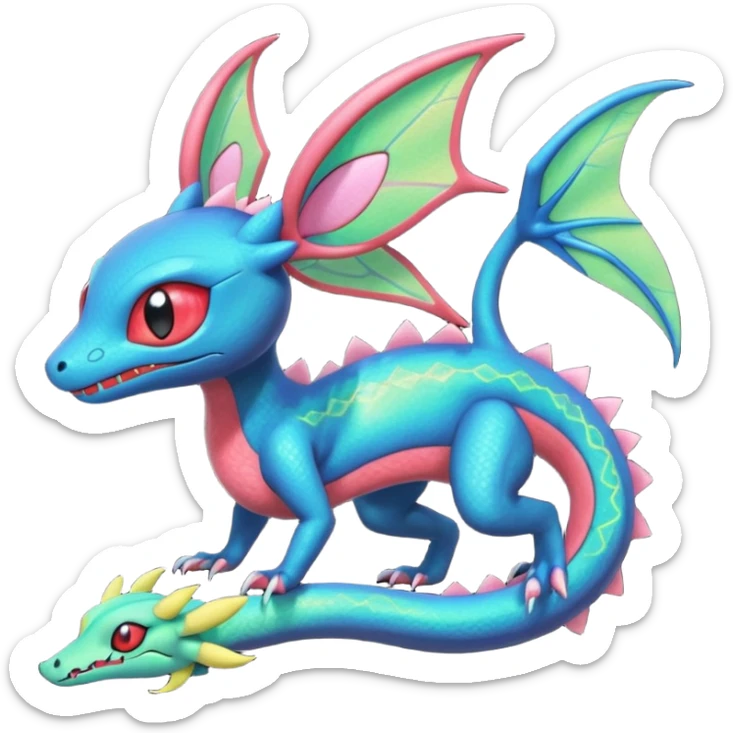 Spooky stitched colorful iridescent Salandit-Flygon-Sylveon-Umbreon-fusion-Pokémon-hybrid-creature  sticker