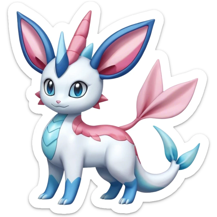 Shiny Cute Milotic-Sylveon-Glaceon-Vaporeon-Dragonair-Pokémon-hybrid-fusion full body sticker