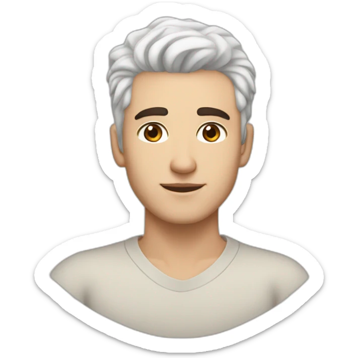 caucasian man 23 years old with dye white hair and brown eyes and brown eyebrow sticker