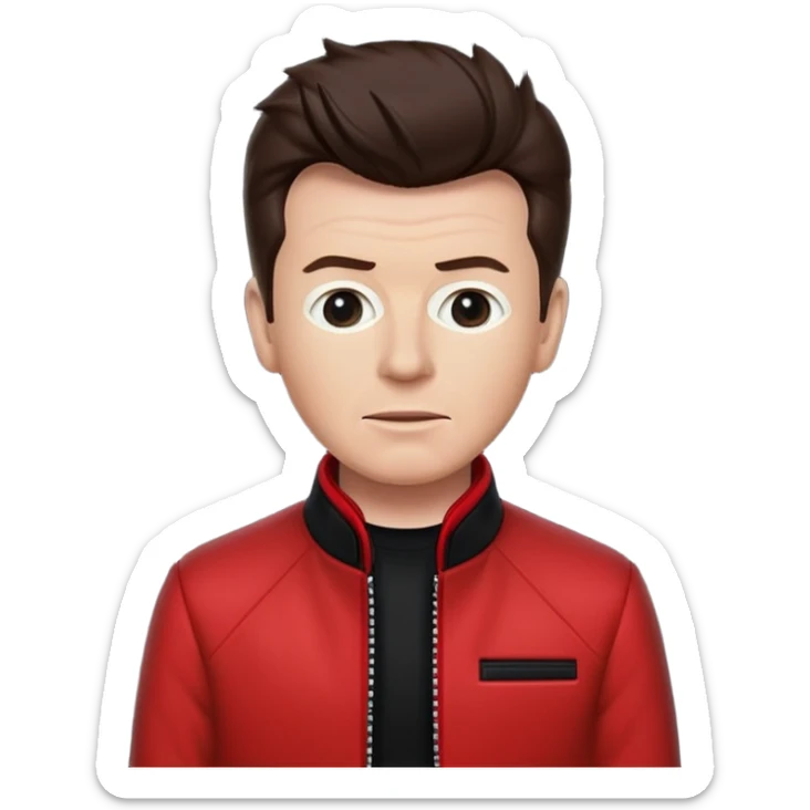 Rick Astley that’s really red and you can’t even see major parts of his face or his body and the background is pitch black sticker