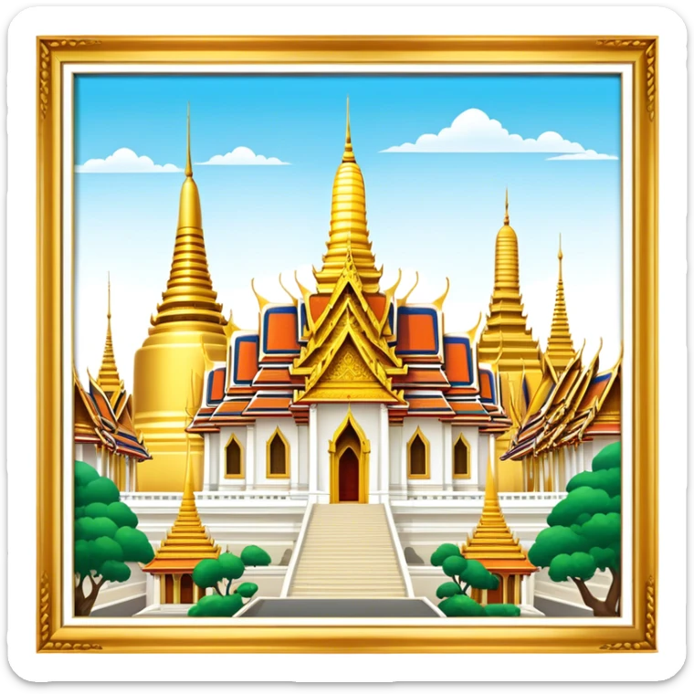 Grand Palace Bangkok Landmark Emoji – Featuring golden spires, Thai architecture, and the Emerald Buddha Temple. sticker