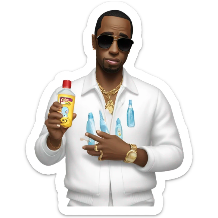 p diddy holding baby oil sticker