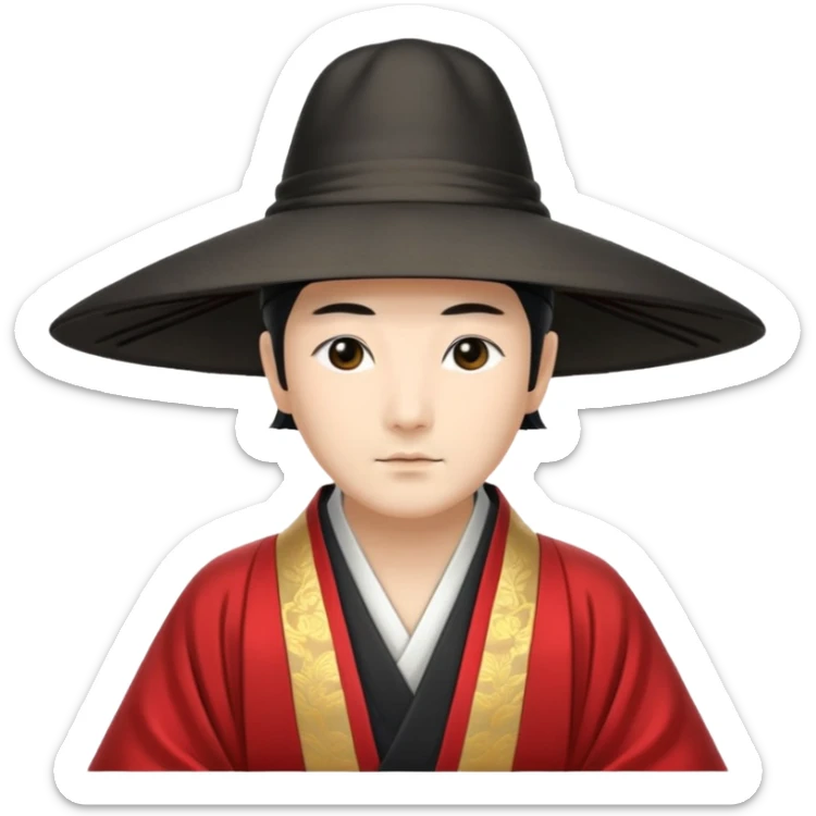 Japanese Court Lord Elegant noble in long robes with tall hat
 sticker
