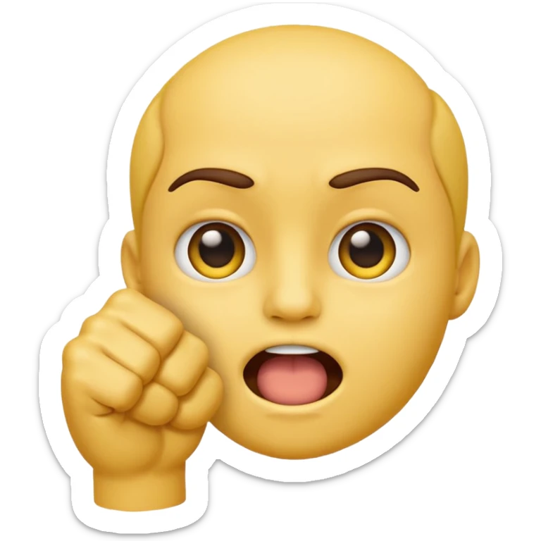 Emoji face with squinty eyes and fist in front of mouth sticker
