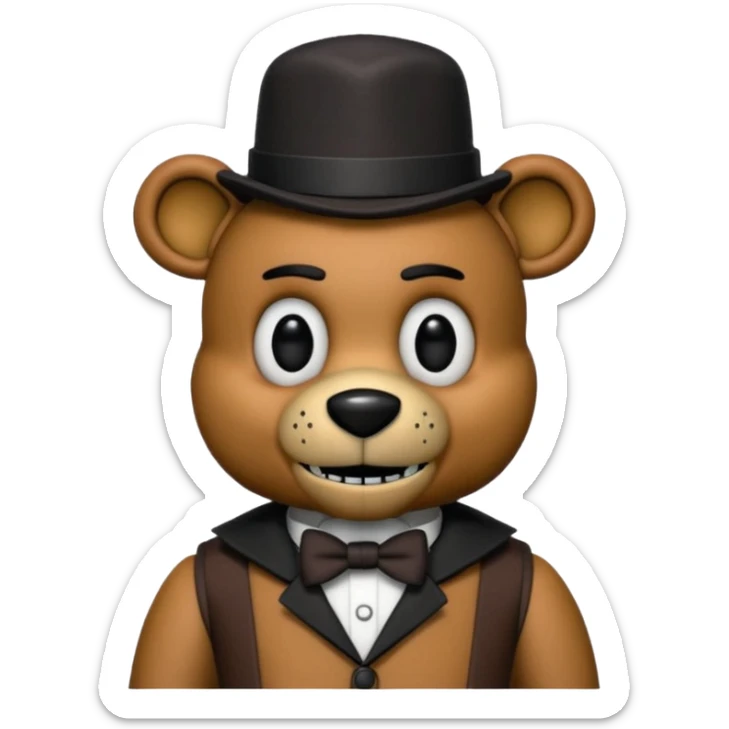 Freddy Fazbear with black and tiny hat from Five Nights At Freddy's Movie sticker