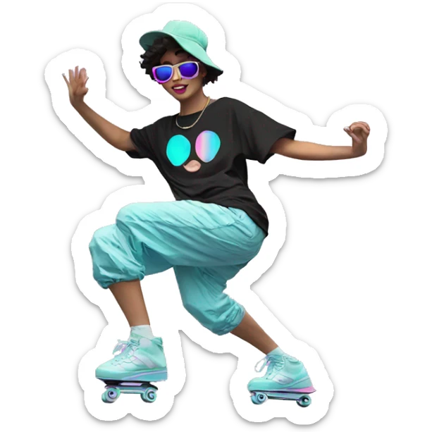 Vaporwave person dancing Skater fashion aesthetic baggy clothes graphic t shirt 420 sticker