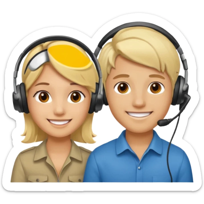 pc gamer very blonde boy and latina girl with headsets sticker