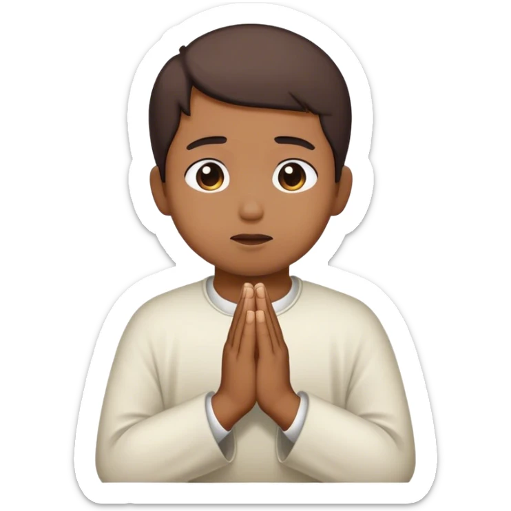 Hazme un Emoji de una persona rezando pensando que esto es la solució sticker