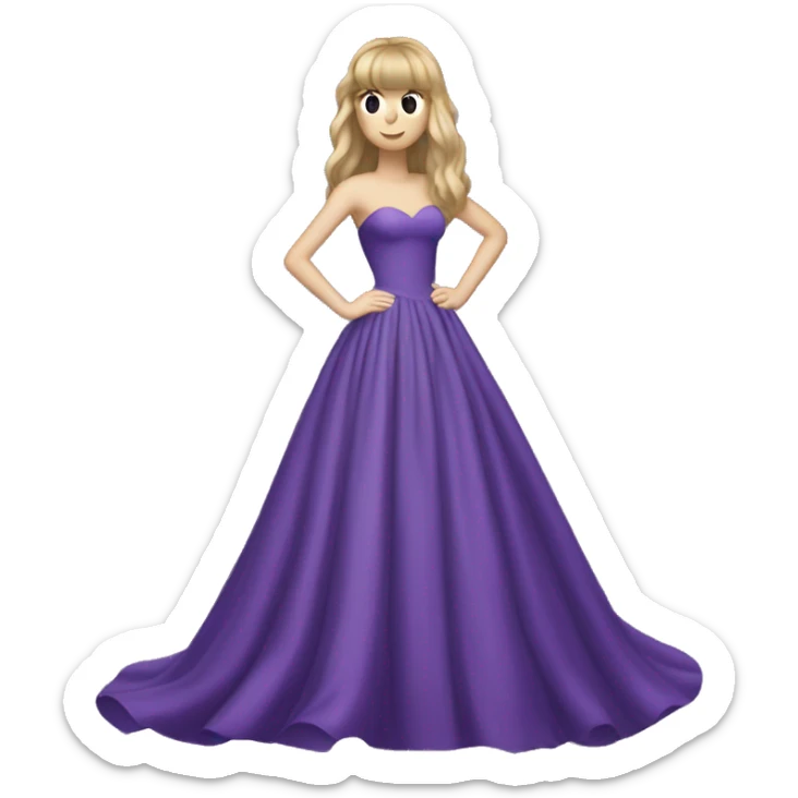 Taylor Swift in a long purple ball gown full body long blonde hair with bangs sticker