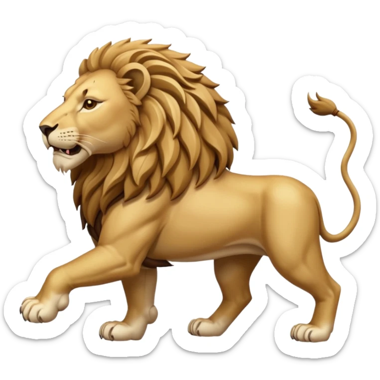 An emoji of a majestic lion from ancient Assyrian art, shown in a hunting scene. sticker