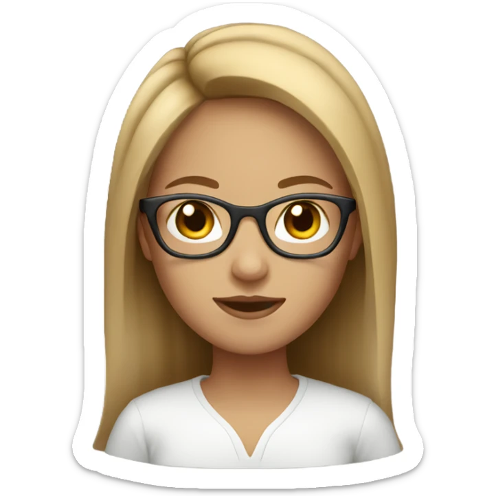girl with light brown hair and glasses sticker