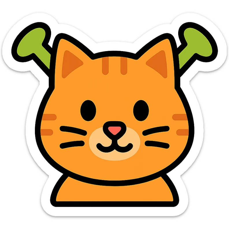 color outline icon of a cat as Shrek with green ogre ears sticker