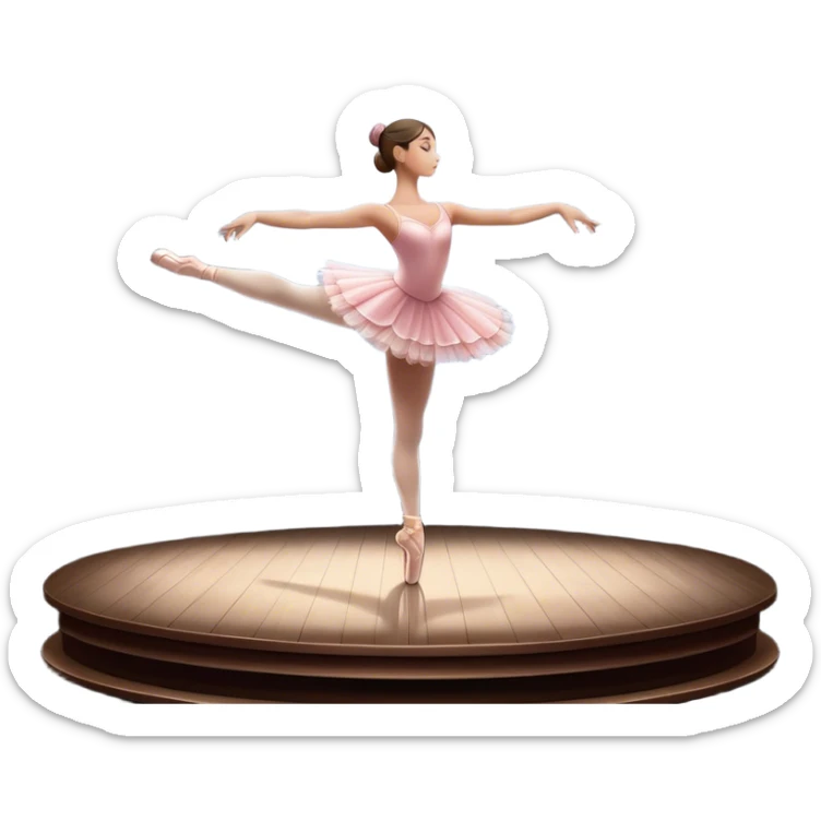 Icon for Ballet: silhouette of a ballerina in an elegant pose on a theater stage, surrounded by spotlight and stage lights. The icon should convey the grace and beauty of ballet, with focus on the dancer and the dramatic lighting. Transparent background. sticker