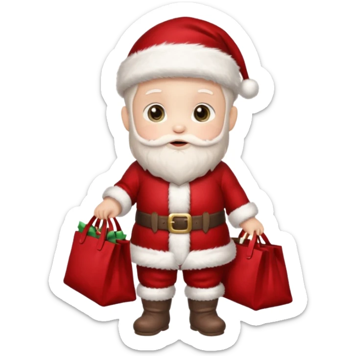 baby Santa Claus is carrying a bag of presents  sticker