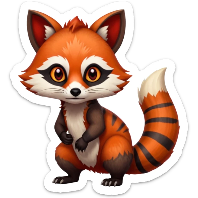 Fiery Wicked Cool Hot Edgy Badass Numbat-Fox-Red-Panda-Civet-Vernid-fusion-hybrid-creature sticker