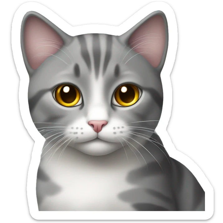 cute cat that’s grey on the top and white at the bottom of the body sticker