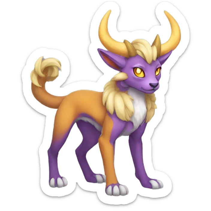 colorful anthro horned Royal vernid fursona Fakemon sticker